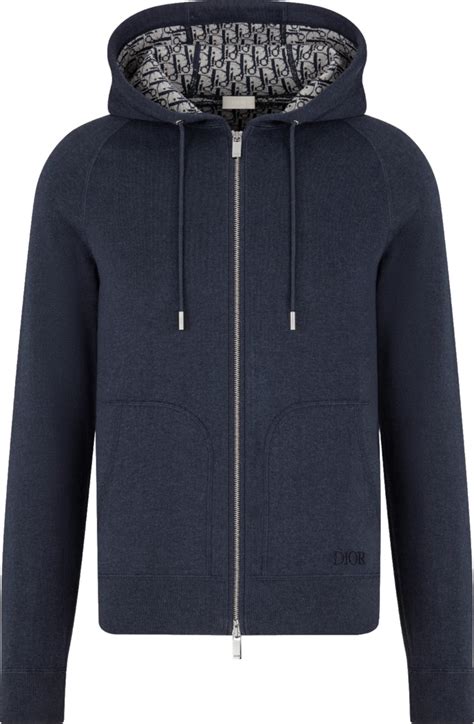 Dior Navy Oblique Lined Zip Hoodie Inc Style