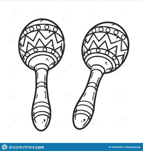 Maracas Vector With Ornament For Design Of Logo Or Emblem Traditional