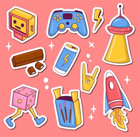 Premium Vector Colorful Hand Drawn Cute Stickers