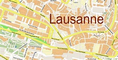 Lausanne Switzerland Map Vector Accurate High Detailed City Plan ...