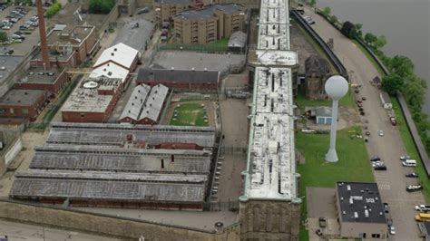 5k Stock Footage Aerial Video Orbiting Western State Penitentiary