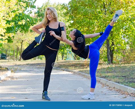 Two Young Women Exercising Royalty Free Stock Photos Image 28175898