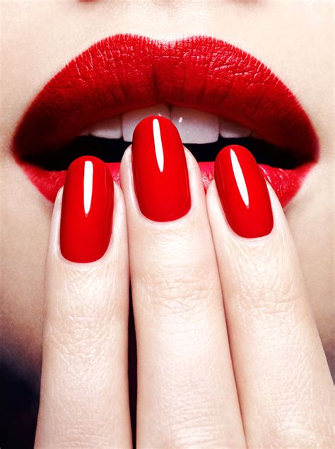 Red On Red Red Nails Nails Glitter Lips