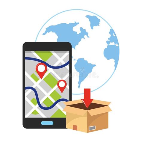 Box With Cellphone Vector Illustration Stock Vector Illustration Of
