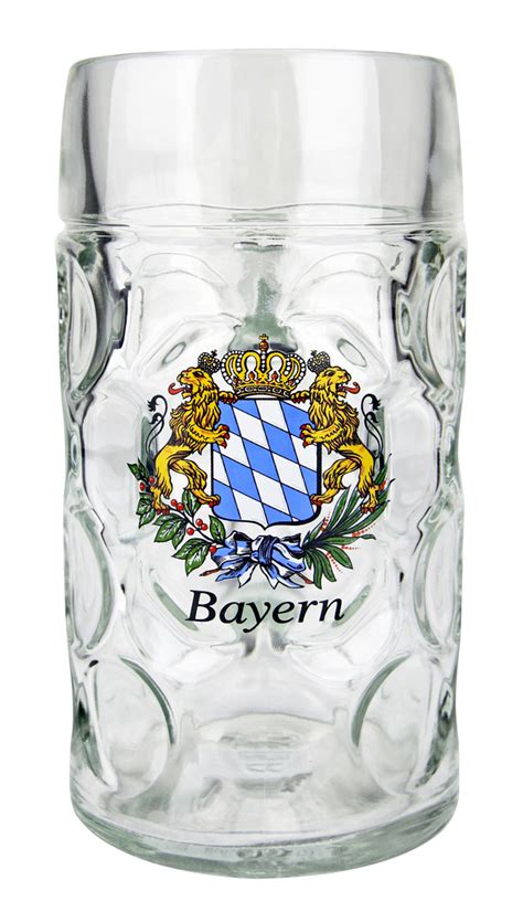 Custom Engraved Bavaria Crest Dimpled Oktoberfest Glass Beer Mug 1l