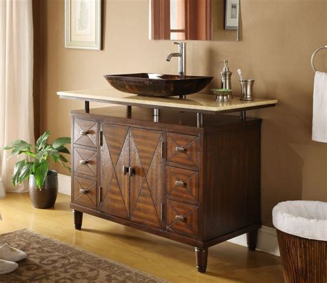 A vessel sink sits on top of the countertop. 48" Onyx counter top Verdana Vessel Sink Bathroom Vanity ...