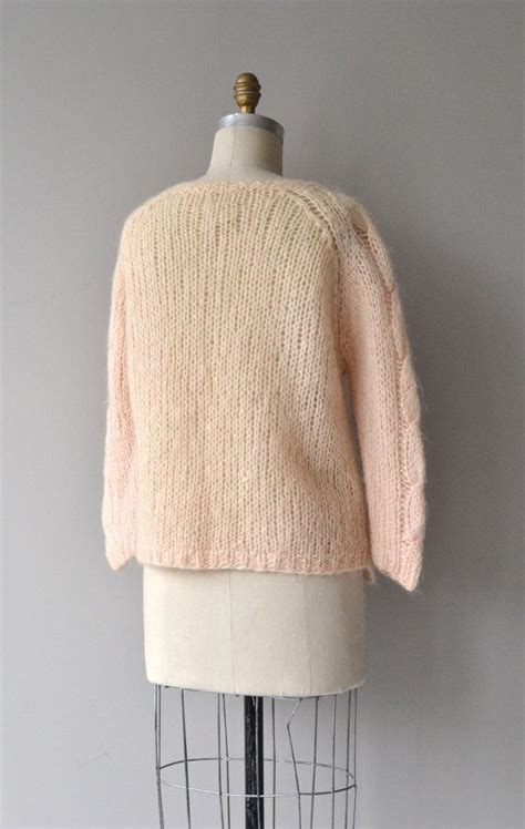 Soft Peach Mohair Cardigan Vintage 1960s Sweater 60s Mohair