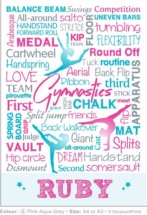 Gymnastics Poster Gymnastics Typography Print Personalize Etsy
