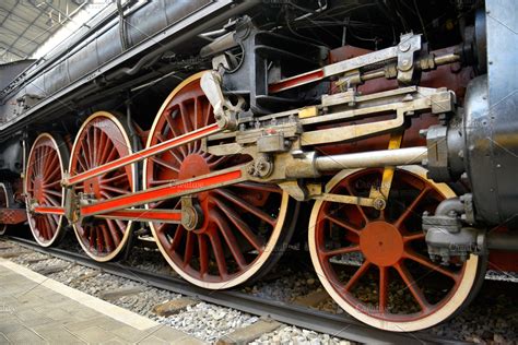 Old Steam Train Wheels High Quality Transportation Stock Photos