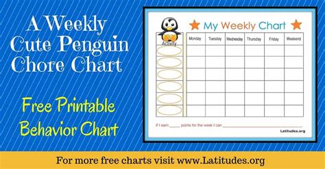 Baby Penguin Weekly Behavior Chart Acn Latitudes