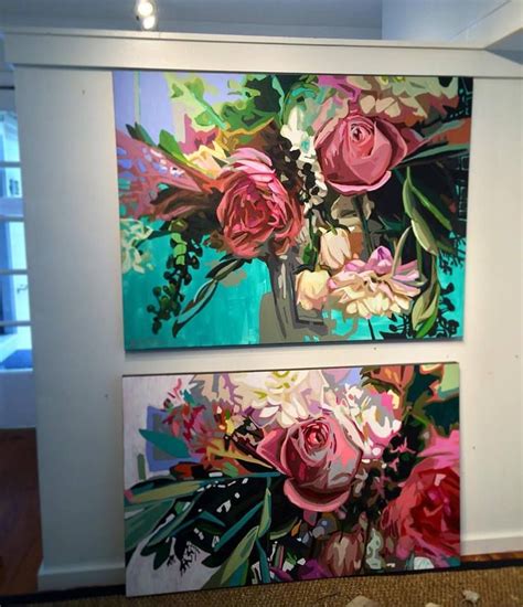 Yellow and grey textured flower art, acrylic painting on canvas size: Flower paintings by Kate Mullin. www.katemullinart.com ...