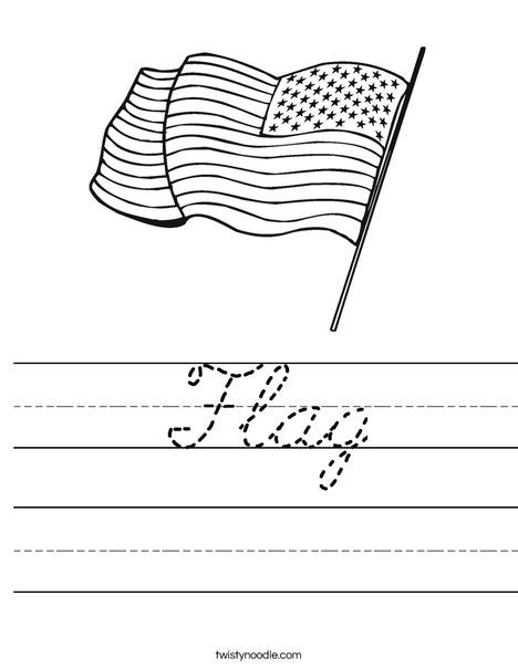 Flag Worksheet Cursive Twisty Noodle