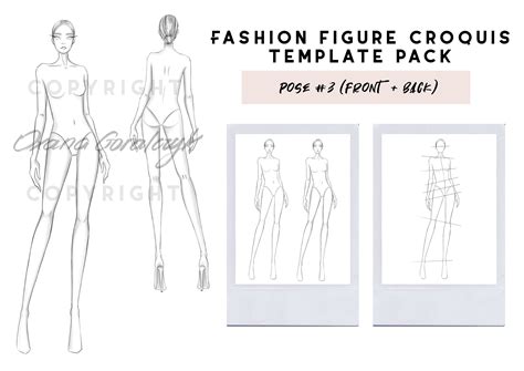 Fashion Figure Croquis Template Front And Back Pose