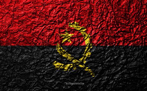 Download Wallpapers Flag Of Angola 4k Stone Texture Waves Texture