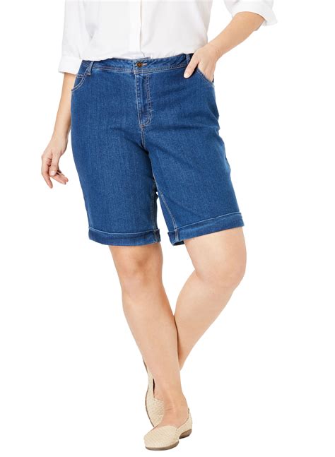 Woman Within Woman Within Womens Plus Size Stretch Jean Bermuda Short