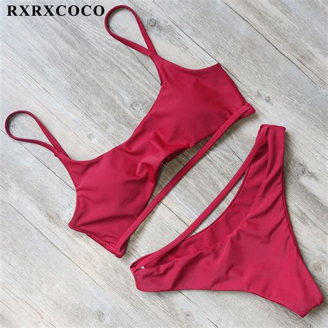 Rxrxcoco Hot Sexy Bikini 2018 Swimwear Women Bikini Set Bandage Bathing Suit Push Up Halter