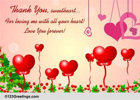 Thank You Card For Your Sweetheart Free Thank You Ecards 123 Greetings