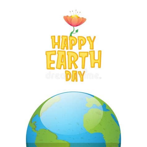 Cartoon World Earth Day Greeting Card Or Banner With Earth Globe