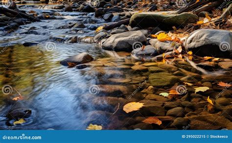 Autumn Leaves And Stones A Captivating River Landscape Stock