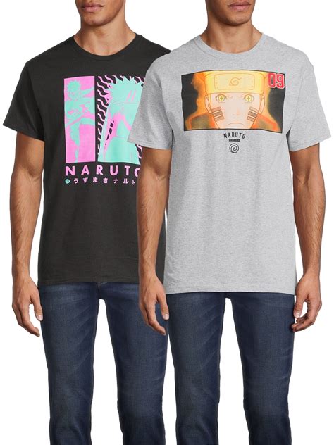 Buy Naruto Shippuden Mens And Big Mens Neon Anime Graphic Tees Shirts 2 Pack Sizes S 3xl Naruto