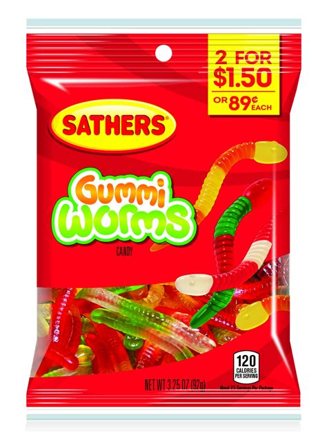 Sathers Gummy Worms Candy 325 Ounce Bag