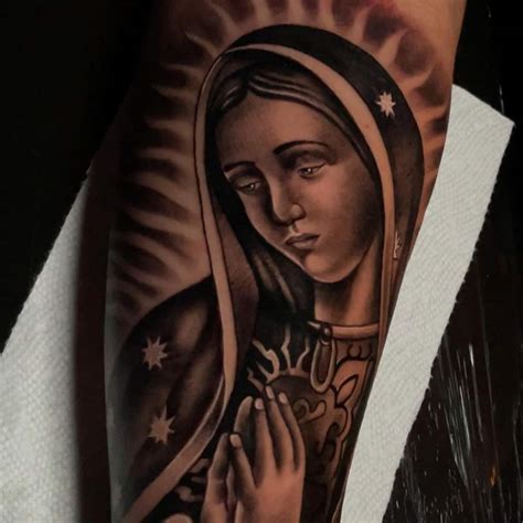 Virgin Mary With Roses Tattoo Designs