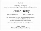 Traueranzeigen von Lothar Bisky | Tagesspiegel Trauer