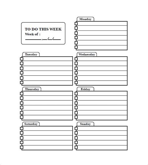 Printable Weekly Task List Web Team Task List Template