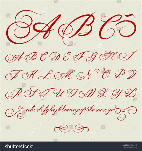 Vector Hand Drawn Calligraphic Alphabet Based Stock Vector Royalty