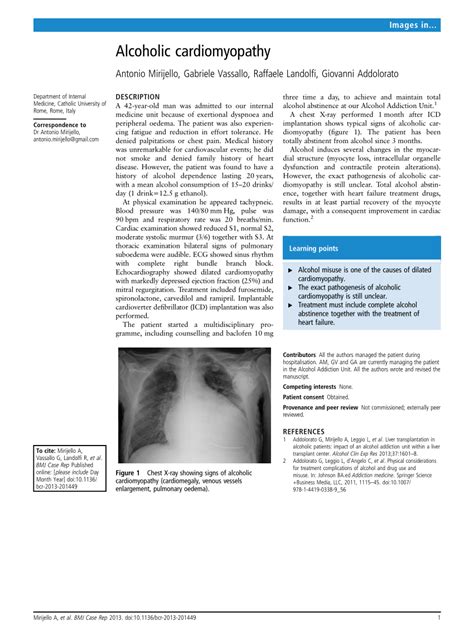 Pdf Alcoholic Cardiomyopathy