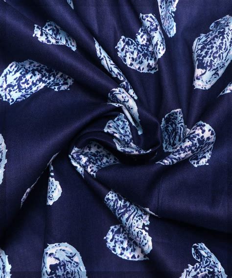 Navy Blue Paisley Print Rayon Fabric Fabric Dekho