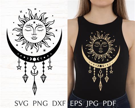 Sun And Moon Svg Celestial Svg Designs Boho Svg Cut File For Etsy