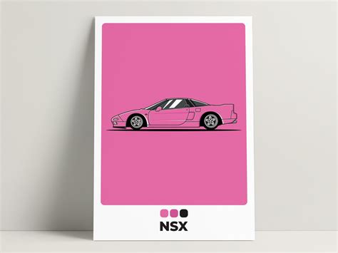 Honda Nsx Poster Acura Nsx Wall Art Pink Jdm Automotive Poster