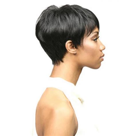 Lsy Non Lace Short Pixie Human Hair Wig Color 1b For Africian American