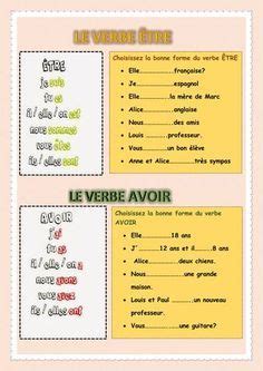 VERBE AVOIR et ÊTRE worksheet in 2021 | French worksheets, Basic french ...