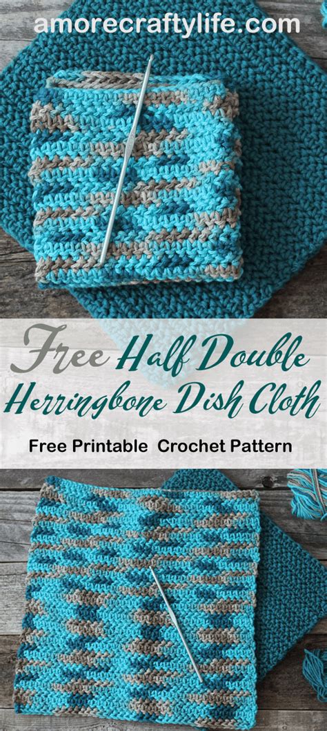Herringbone Half Double Crochet Dishcloth Pattern A More Crafty Life