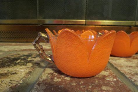 Orange Flower Tea Cups Set Of 5 By MyVintageAngels On Etsy 42 00