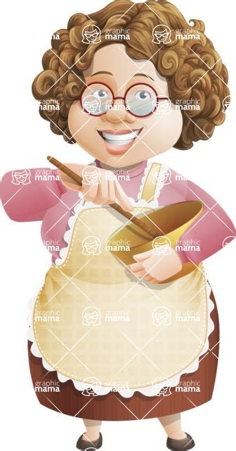 Grandma Vector Cartoon Character 112 Illustrations Set Cooking