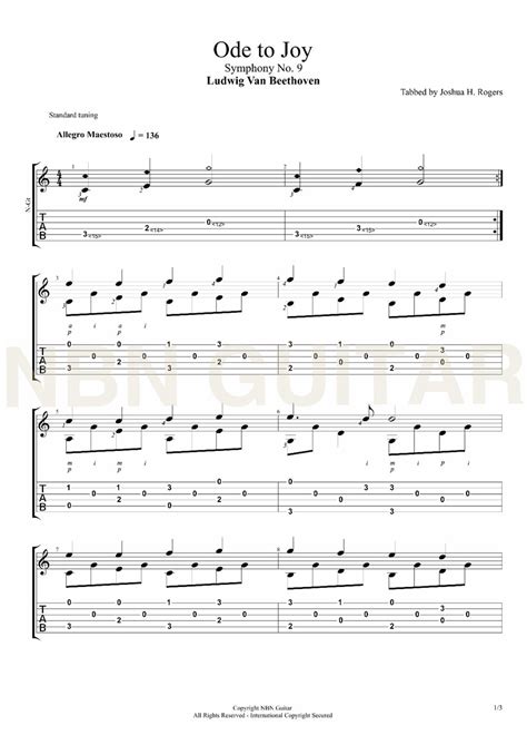 Print and download ode to joy sheet music composed by ludwig van beethoven arranged for piano. Ode to Joy - Beethoven (Sheet Music & Tabs) — NBN Guitar