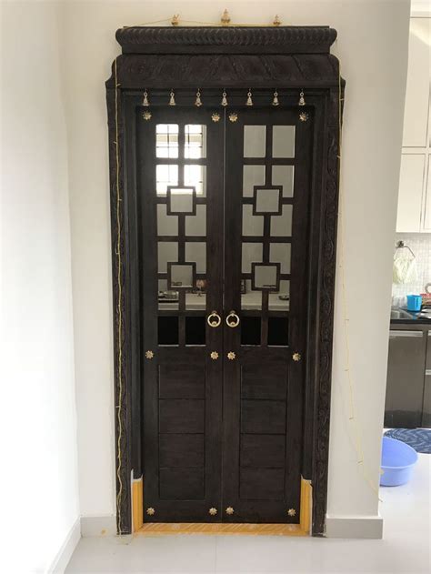 Room Door Living Pooja Rooms Doors Design Crockery Units Puja Simple
