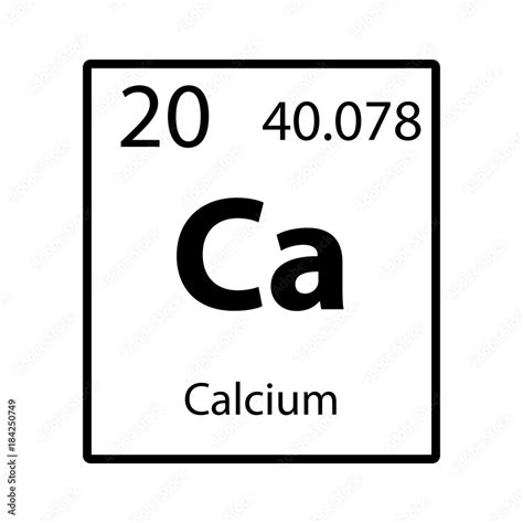 Calcium Periodic Table Element Icon On White Background Vector Stock