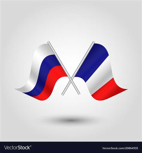 Two Crossed Russian And French Flags Royalty Free Vector