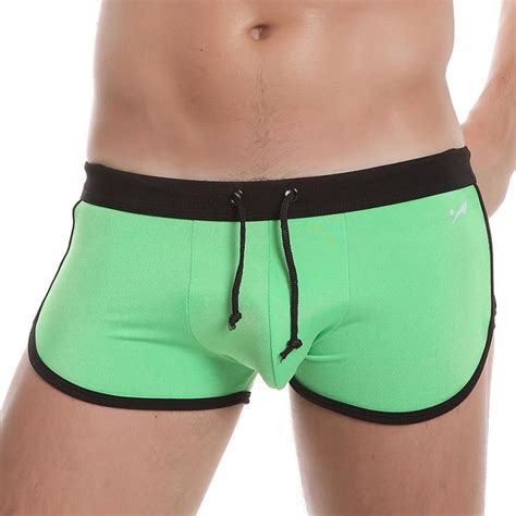 Buy 2017 New Skinny Patchwork Sexy Mens Sports Running Swim Shorts Underwear