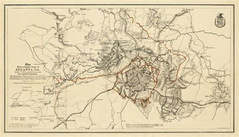 Vintage Map Of Atlanta Old Map Illustrating The Siege Of Etsy