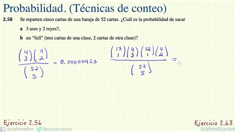 Técnicas De Conteo Probabilidad Ejercicios 255 256 258 263