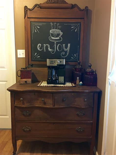 Turn An Old Dresser Into A Coffee Bar All We Did Was Use Chalkboard