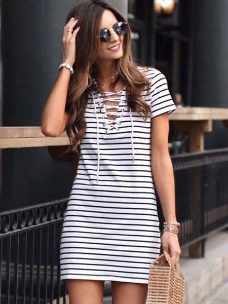 stripe t shirt dress short sleeve lace up women summer dress summer dresses short dresses