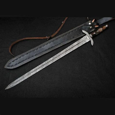 Custom Hand Forged Damascus Steel Viking Swords Sheath