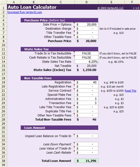 Auto Loan Calculator Free Auto Loan Payment Calculator For Excel