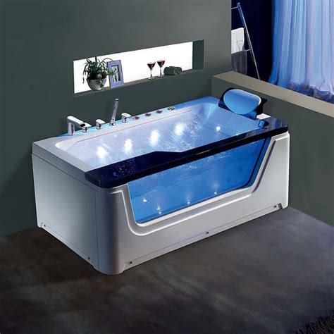 1700mm Acrylic Freestanding Led Waterfall Whirlpool Massage Bath In White Homary Uk